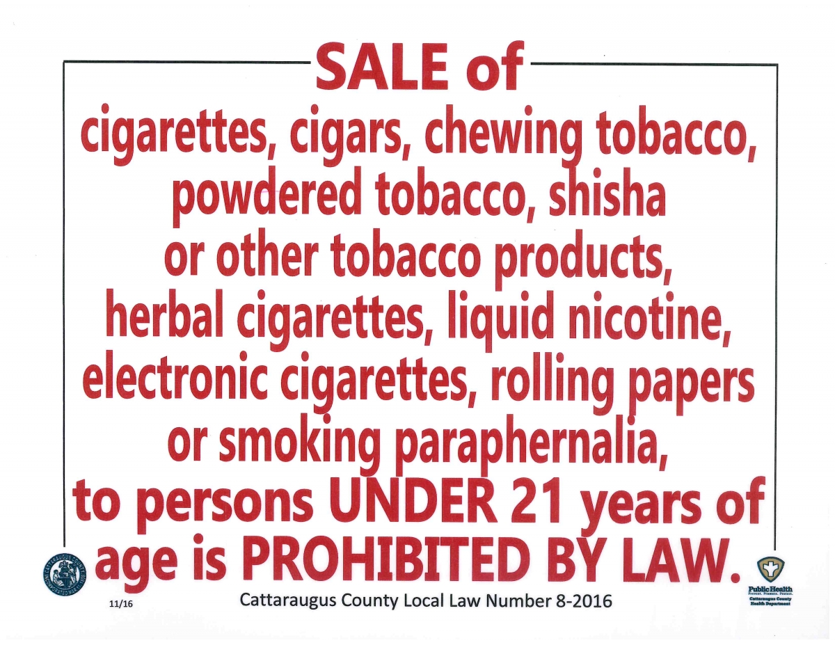 Tobacco 21 Sign