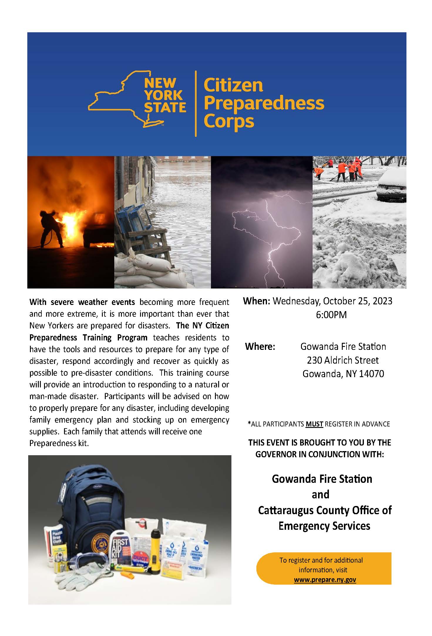 Citizens Preparedness Training in Gowanda Flyer