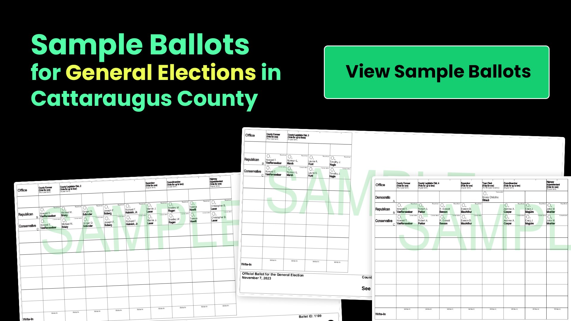 Collage of Sample Ballots for the 2023 General Election