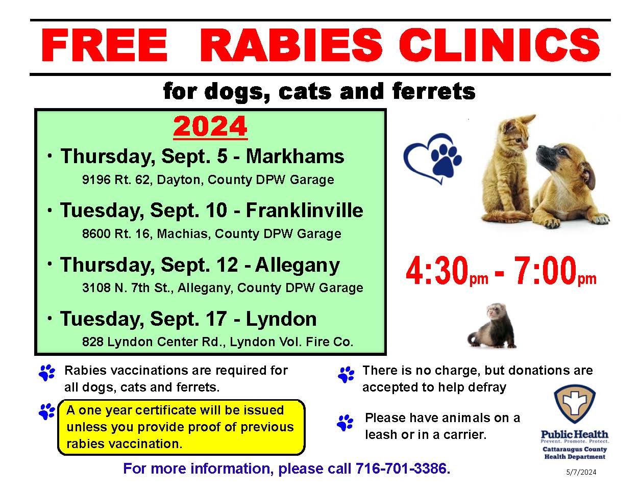 Free Rabies Clinics in September 2024