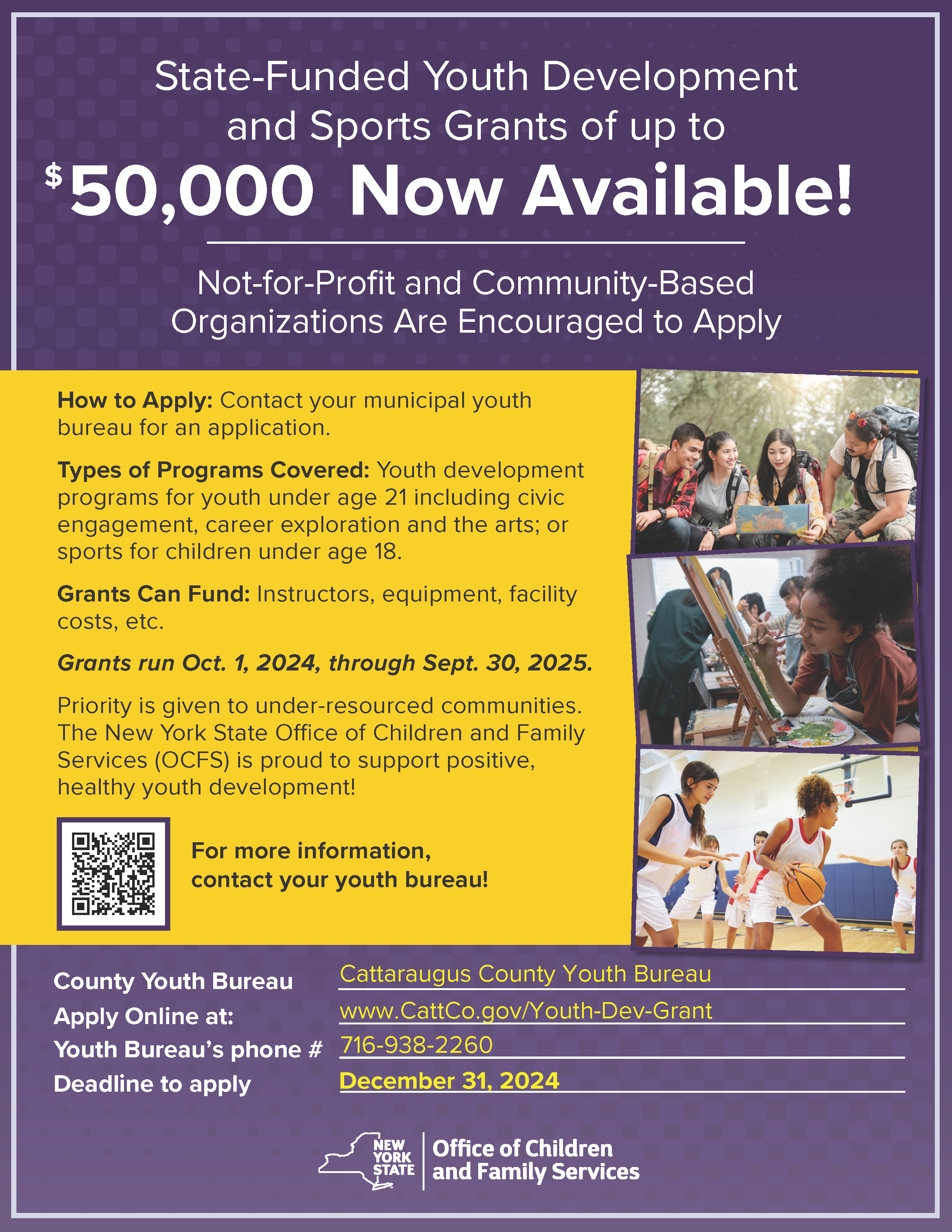 Youth Development and Sports Grants Program Flyer for 2024-11-14