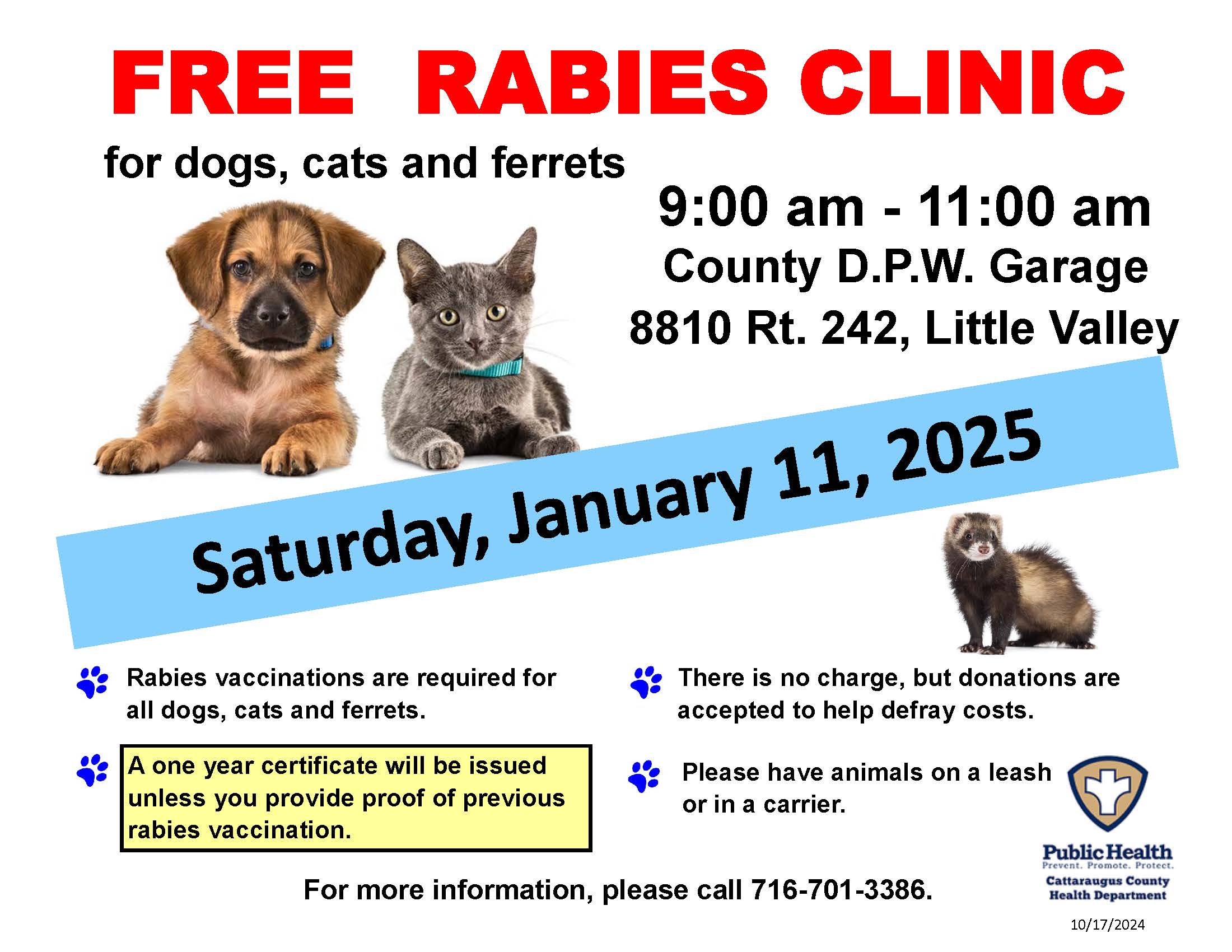 Free Rabies Clinics in January 2025