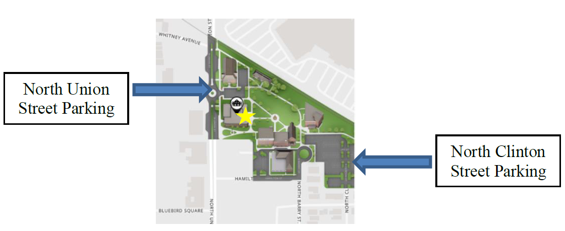 Parking at the COVID-19 clinic from April 7-8, 2021 at the JCC Olean Campus