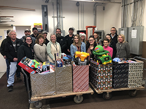 Highway Superintendents and Caseworkers from Social Services with gifts