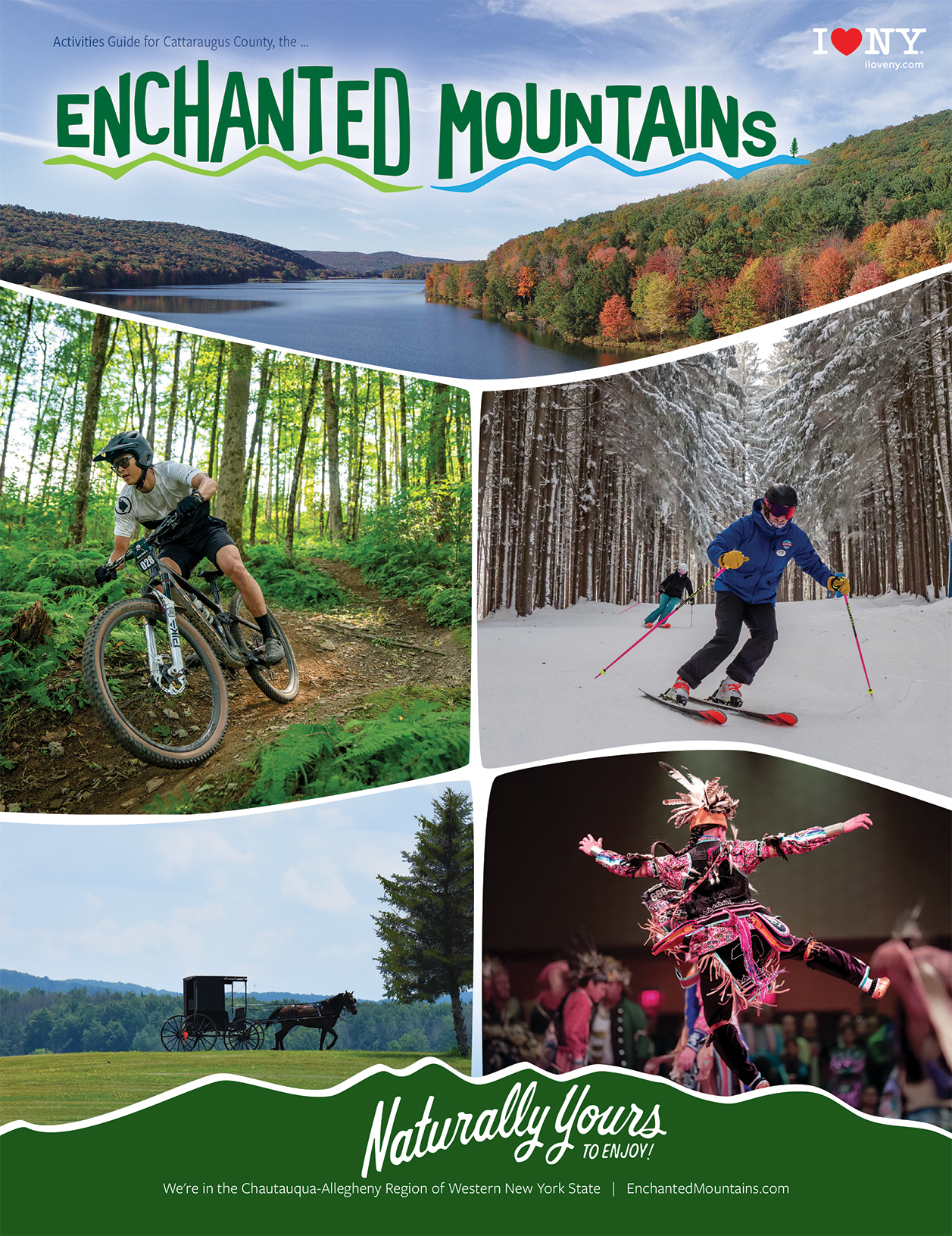 Cover of the 2025 Activities Guide for Cattaraugus County, the Enchanted Mountains of Western NY